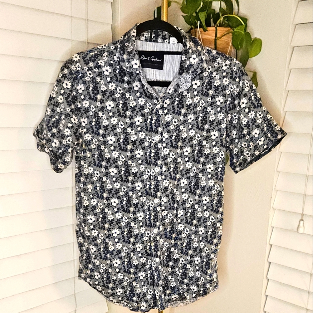 Robert Graham Casual Blue and Gray Button Down Shirt